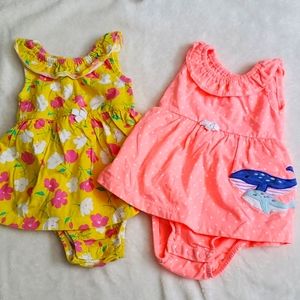 2 Carter's Baby Girl 12 month bodysuit dresses